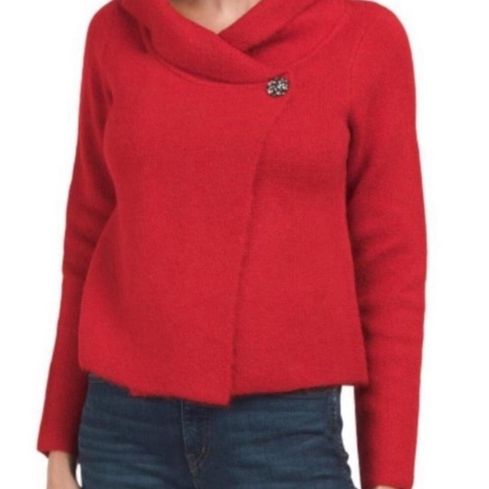 Adrienne Vittadini Red Cowl Neck Sweater